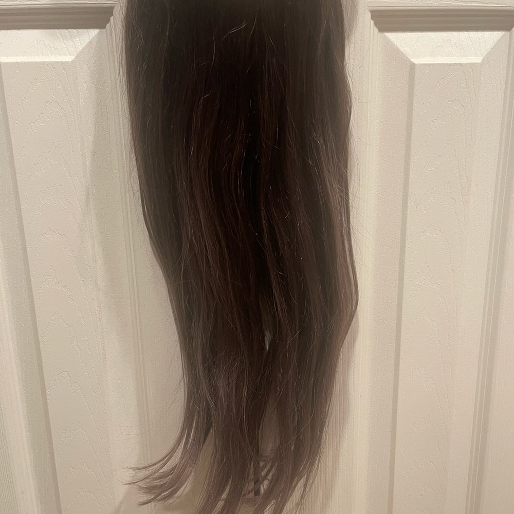 Lux Cool Dark Brown Balayage Halo Hair Extensions - Picture 3 of 5